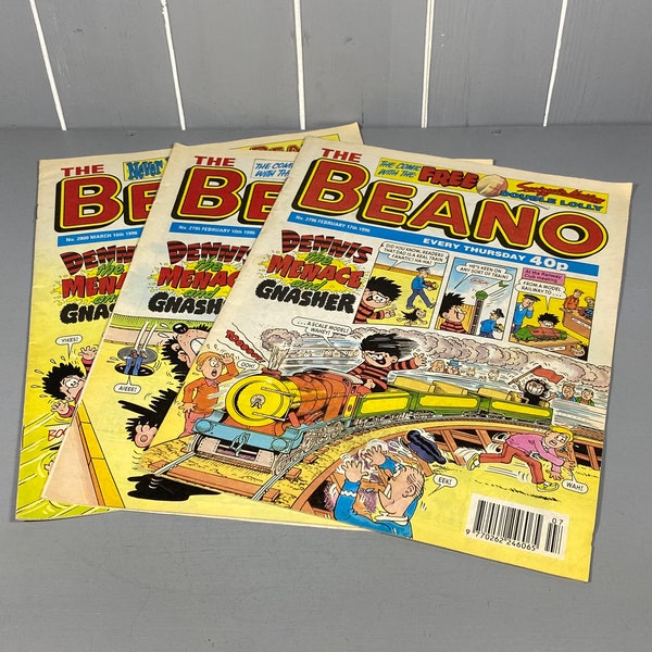 February 10th, February 17th and March 16th 1996 Beano Dennis the Menace and Gnasher Magazine.