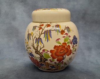 Sadler Lidded Jar, Ceramic Ginger Jar, Floral Pattern - Sadler Ceramic Storage Pot - 12.7cm