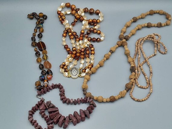 Five Assorted Vintage Necklaces, Vintage Costume … - image 1
