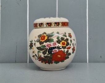 Sadler Lidded Jar, Ceramic Ginger Jar, Floral Pattern - 13cm
