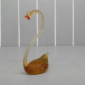 Glass Swan, Glass Animal Figurine - 13.1cm