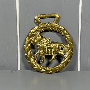 Vintage Brass Horse Medallion 7cm, Parade Horse