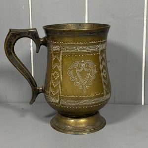 Electroplated Nickel Silver Brass Tankard With Intricate Engraving