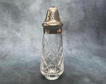 Antique Ceramic Sugar Dredger With Silver Plated Top: Floral