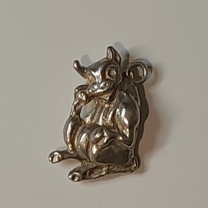 Vintage Sterling Silver Charm, Silver Charm Bracelet Charm, Bull 2.5cm