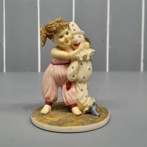 1995 "My best friend" Young girl Holding Pierrot Clown Doll by Coalport 9cm
