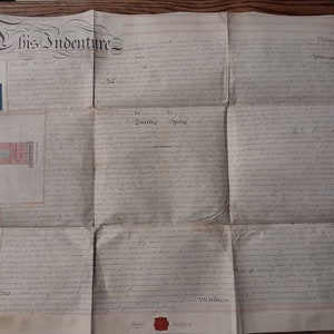 Victoriaans contract, antiek prachtig met de hand geschreven contract op perkamentpapier, 24 februari 1874