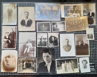 20 Assorted Photographs 1900's - 1930's Sepia, Genuine Antique Photos