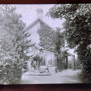Antique Glass Black and White Magic Lantern Slide, by Early 20th century English Edwardian Picture of a Home