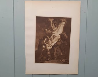 Antique Print, 'The Descent from the Cross'  by Peter Paul Rubens.  Printed 1901