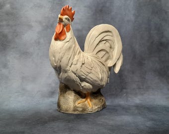 Chinese Porcelain Rooster / Cockerel - Good Fortune / Longevity | Bisque Porcelain Figurine Ornament - Late 20th Century- 23.8cm
