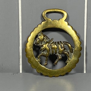 Vintage Brass Horse Medallion 7.4cm, Decorative Brass.