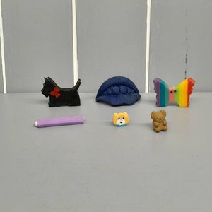 Collection of 6 Vintage Retro Novelty Erasers / Rubbers 80&#39;s - 90&#39;s