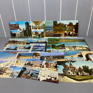 50 cartoline vintage assortite, collezione di vecchie cartoline, alcune usate con segni di affrancatura, ecc