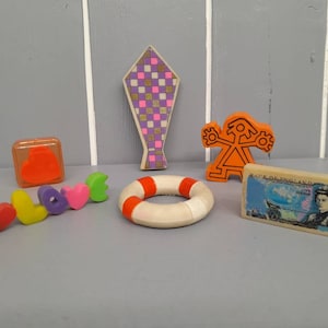Collection of 6 Vintage Retro Novelty Erasers / Rubbers 80&#39;s - 90&#39;s