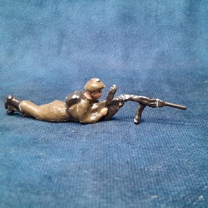 Vintage Toy Soldier, World War Military Laying Down Machine Gunner
