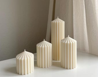 Ribbed pillar candle | Rapeseed wax candles | Pillar candle | Block candle | Home decoration