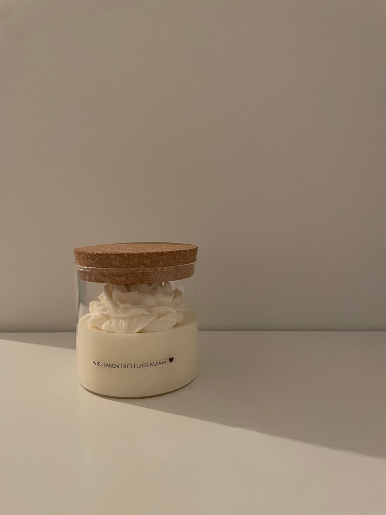 Peonía en el vaso vela de cristal 100% cera de soja regalo de boda personalizable 250 gramos imagen 5