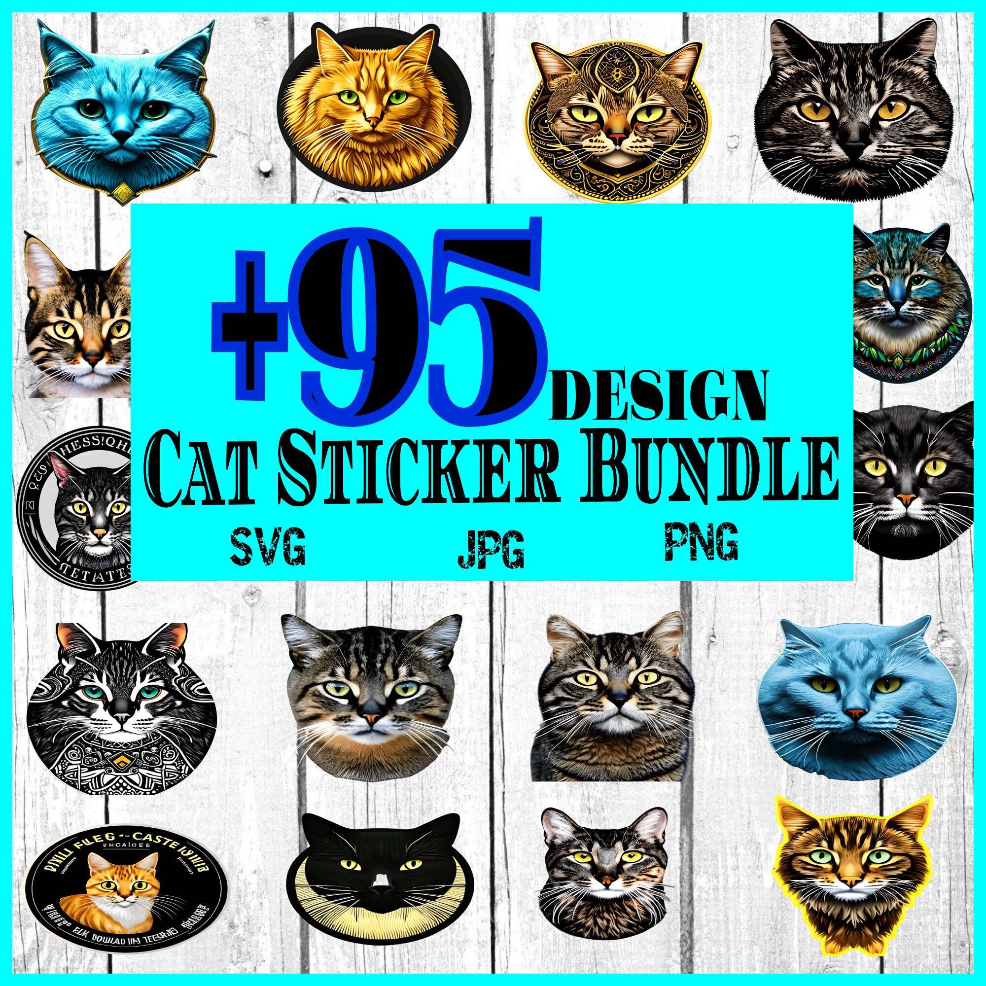 Active Cat Sticker Cat Sticker Pack, Cat Stickers, Printable Stickers Bundle, Sticker Pack ...