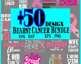 Big Breast Cancer SVG Bundel, 50 Breast Cancer Svg, Cancer Awareness Svg, Cancer Survivor Svg, Fight Cancer Svg, gesneden bestanden, Cricut, Silhouet