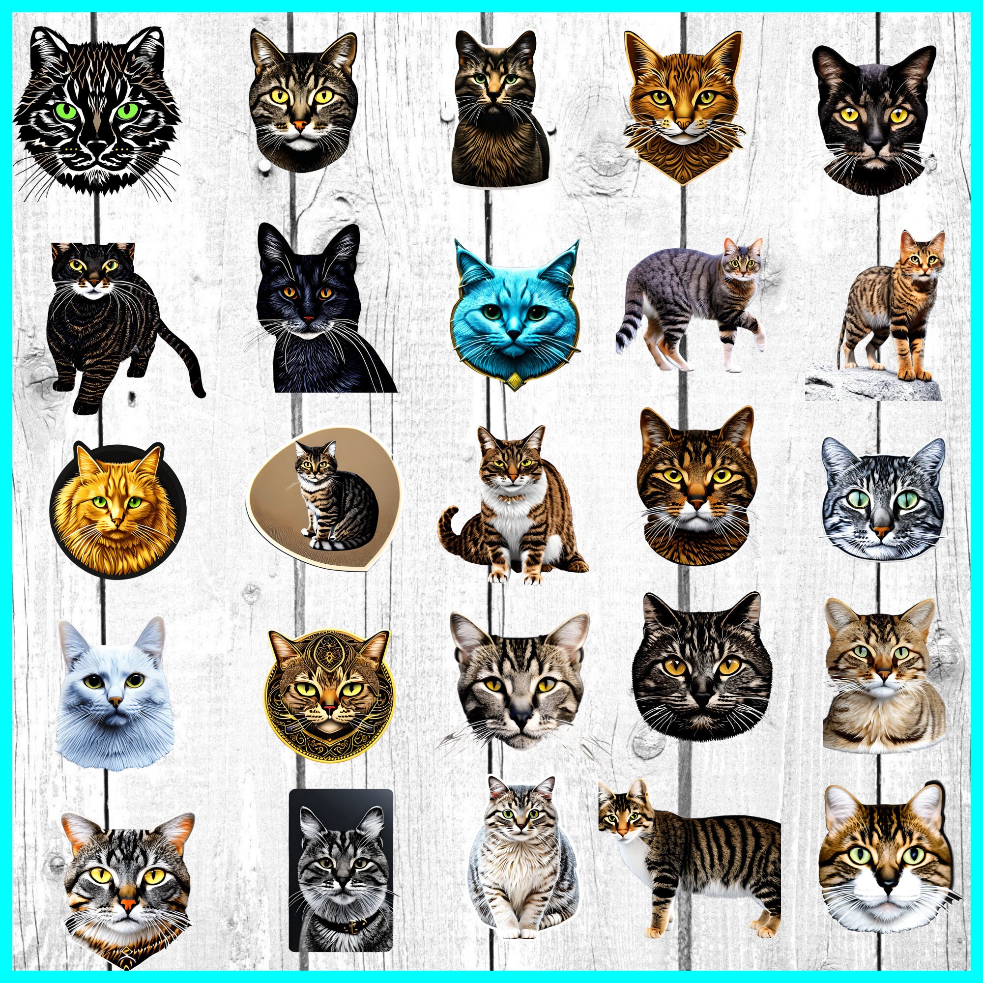 Cat Sticker Pack, Cat Stickers, Printable Stickers Bundle, Sticker Pack ...
