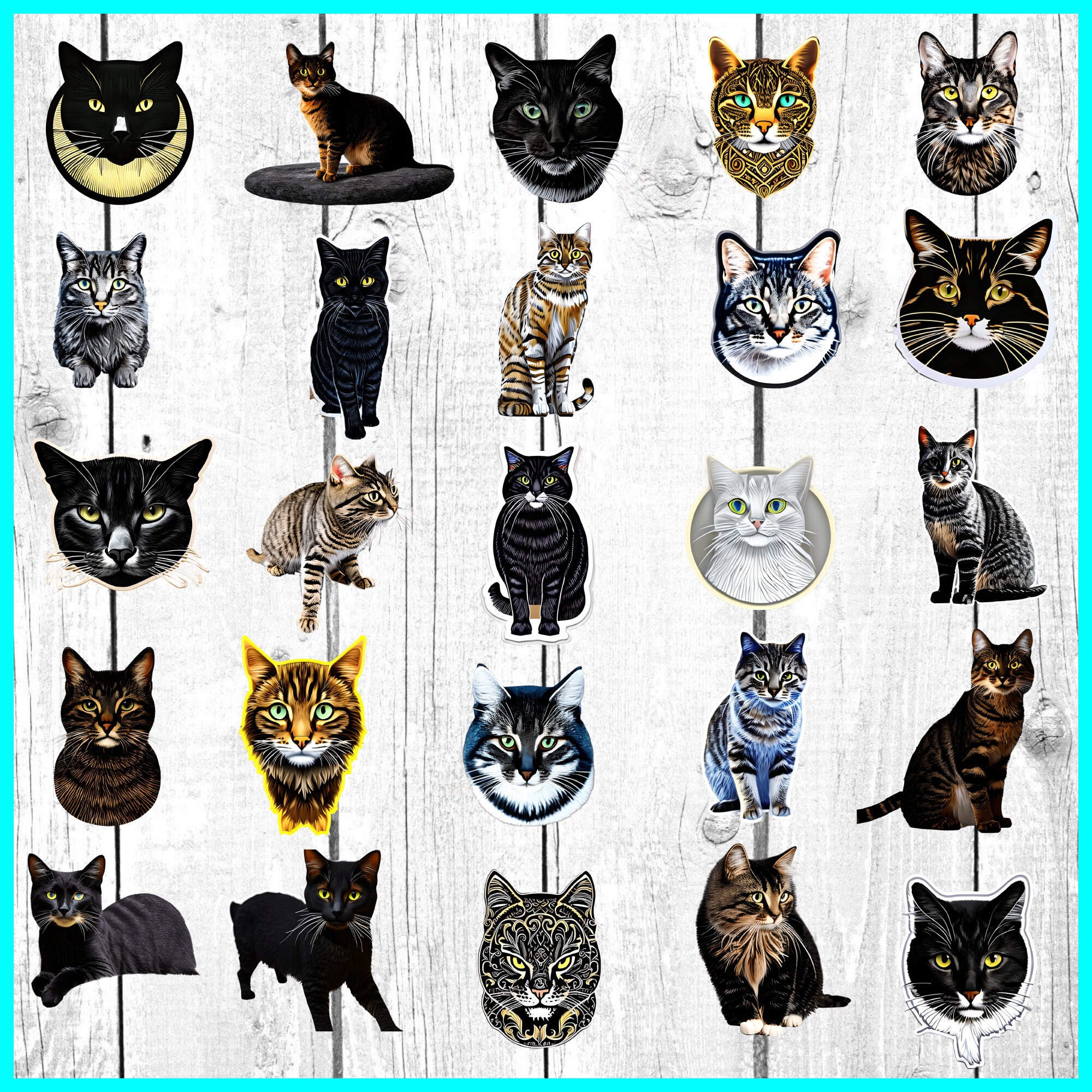 Cat Sticker Pack, Cat Stickers, Printable Stickers Bundle, Sticker Pack ...