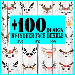 Reindeer Faces SVG,Christmas reindeer Face SVG Bundle,Reindeer Svg,Girl Reindeer Svg,Boy Reindeer Svg,Christmas Svg,Cute Reindeer Face Svg