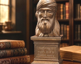 Custom Rumi Statue | Handmade Inspirational Bust with Personalized Quotes