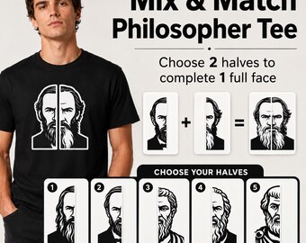 Mix & Match Philosopher T-shirt, screen printed