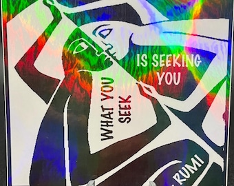 Rumi Quote Stickers, Spirituality, oneness, truth, life, love, freedom, artist, poet