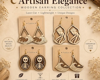 Artisan Elegance Wooden Earring Collection