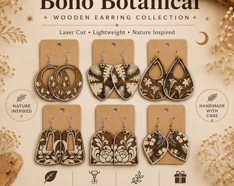 Botanical Wooden Earring Collection