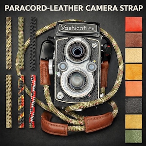 Correa de cámara Paracord (conector de liberación rápida) Personaliza el color del cuero