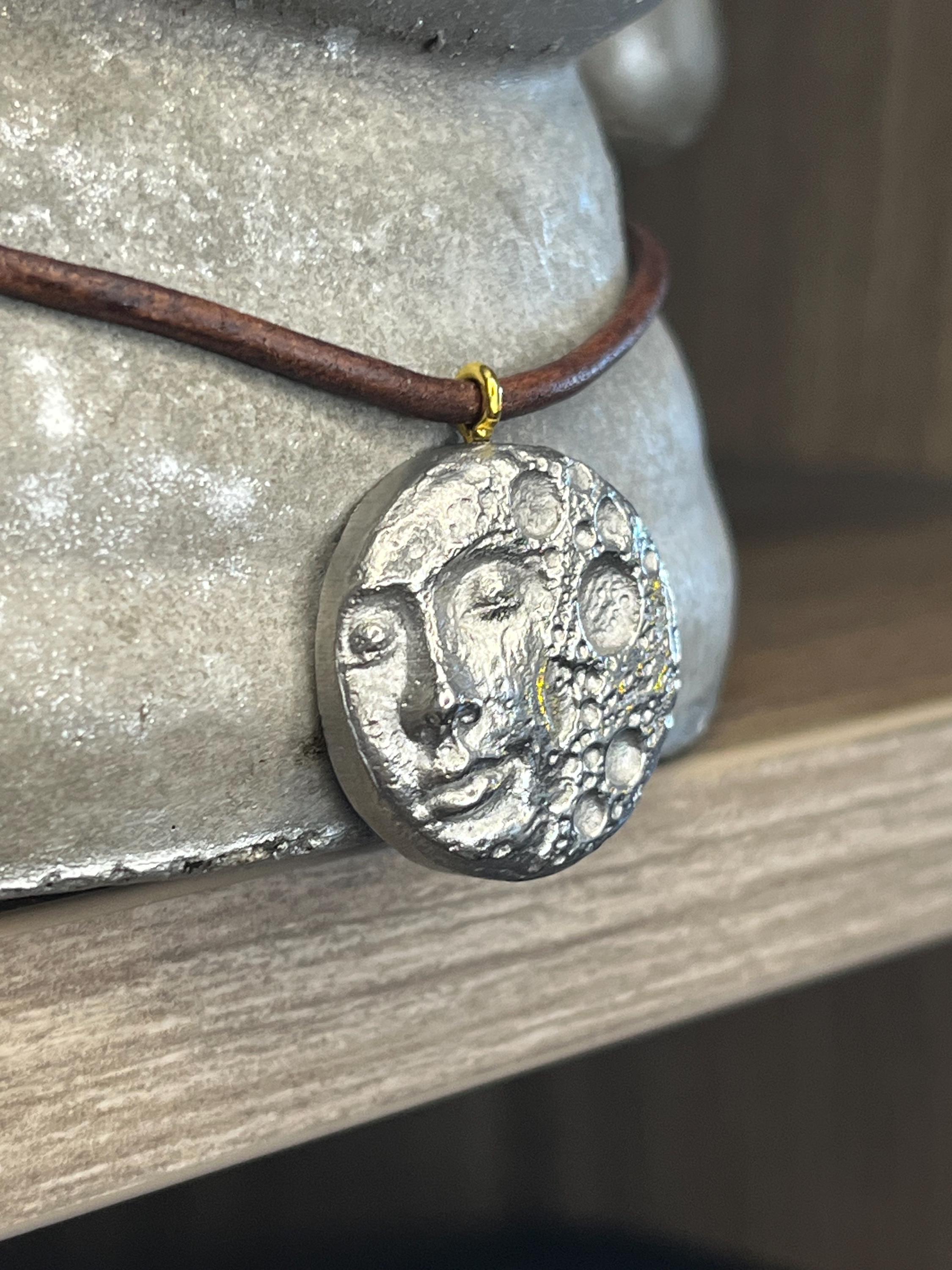 Metal Casted Moon Face Resin 3D Printed Necklace Design - Etsy