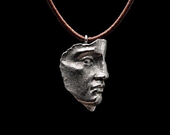 Metal Casted Half Face, Resin 3D Printed Necklace Design