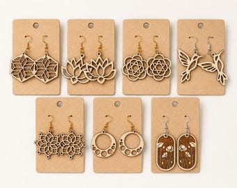 Wooden Laser Cut/Engraved Small Earring Collection
