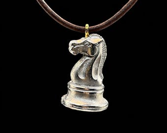 Metal Casted Chess Knight Necklace Design