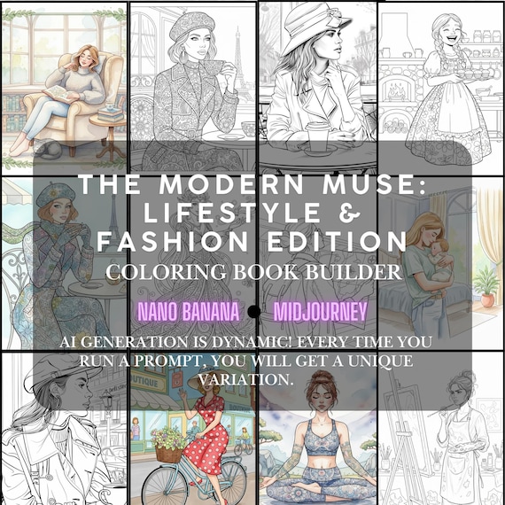 AI Coloring Book Generator | Fashion & Lifestyle KDP Art Nano Banana Midjourney