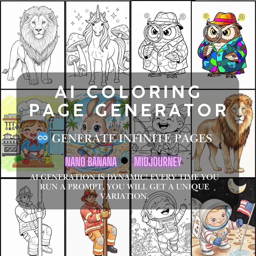 AI Coloring Book Generator | KDP Kids Activity, Animation Bonus (excel ...