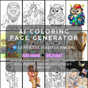 AI Coloring Book Generator | KDP Kids Activity, Animation Bonus (Excel Edition)