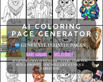 AI Coloring Book Generator | KDP Kids Activity, Animation Bonus (Excel Edition)