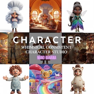 Whimsical AI Character Consistency Tool | Midjourney Storyboard Maker | 3D & Watercolor Clipart Generator | Children's Book Illustration Kit