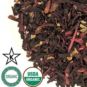 Organic Hibiscus Flowers 0.125-16oz(1lbs) Hibiscus sabdariffa Cut & Sifted, Tea, herbal infusions, crafting syrups, dying fabric, dried CSC