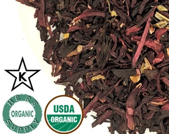 Organic Hibiscus Flowers 0.125-16oz(1lbs) Hibiscus sabdariffa Cut & Sifted, Tea, herbal infusions, crafting syrups, dying fabric, dried CSC