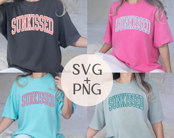 Sunkissed Svg Coconut Girl Summer Svg Beach Svg Varsity Font Silhouette Cricut Shirt Png Commercial Use Sun Kissed College Cricut Cut File