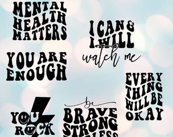 Mental Health Matters Svg, Your Are Enough Svg, I Can And I Will Svg, Everything Will Be Okay Png, Your Rock Svg, Lightning Bolt Svg Stacked