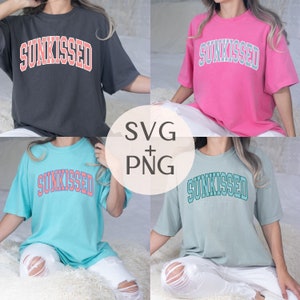 Sunkissed SVG Kokosnuss Mädchen Sommer Strand SVG Varsity Schrift Silhouette Cricut Shirt Png kommerzielle Nutzung Sonne geküsst College Cricut geschnitten Datei