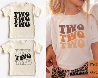 Two Svg, Groovy 2nd Birthday Svg, Second Birthday Png, Stacked Shirt Svg, Birthday Boy Svg, Birthday Girl Svg, Cut File for Cricut, Baby Svg