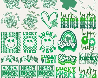 St. Patricks Day Svg Bundle, St Patrick's Day Quotes Lucky Svg Rainbow St Patricks Day Rainbow Shamrock Cut File Cricut Clover Preppy Retro
