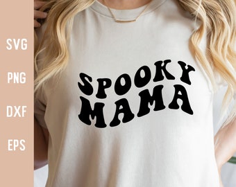 Spooky Mama Svg Popular Halloween Svg Autumn Svg Shirt Svg Retro Halloween Png Shirt Svg Mama Halloween Stacked Text Cut File for Cricut Png